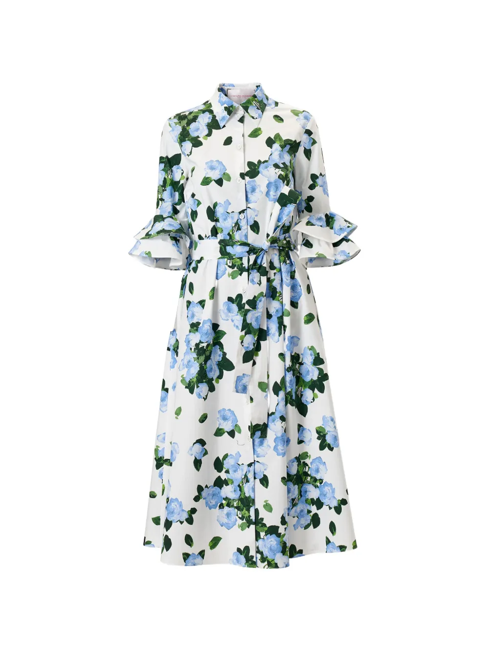 Carolina Herrera rose-print shirt dress - Bianco