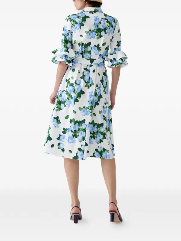 carolina herrera green shirt dress Taffeta Midi Shirt Dress green