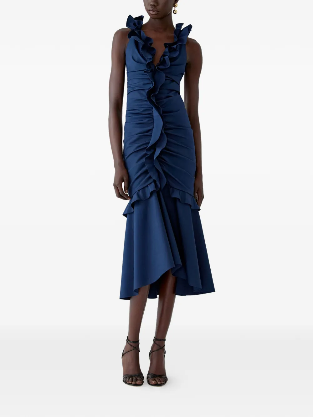 Carolina Herrera Midi-jurk met ruches Blauw