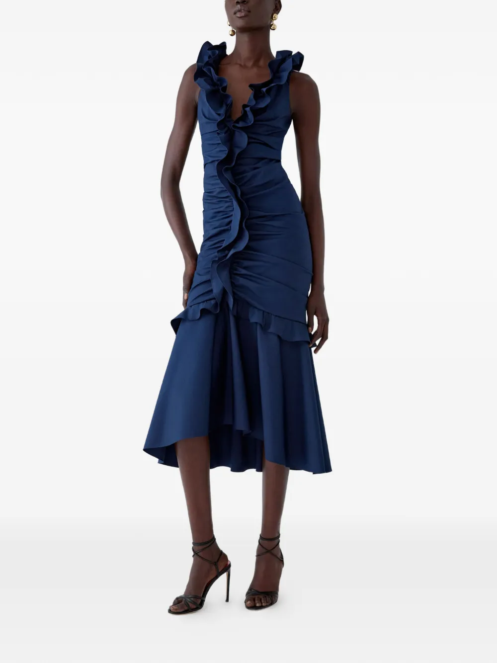 Carolina Herrera Midi-jurk met ruches Blauw