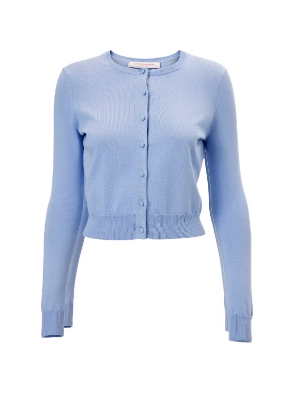 Carolina Herrera Crewneck Cardigan in Blue