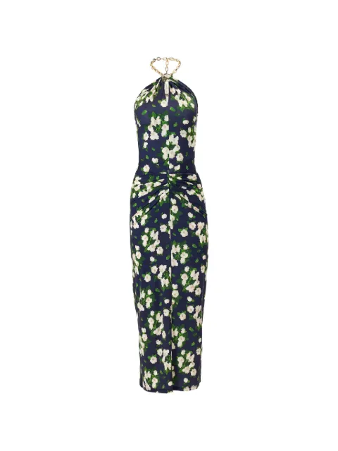 Carolina Herrera vestido con cuello halter y estampado floral