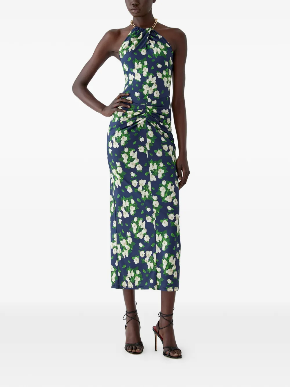 Carolina Herrera Jersey halterjurk met bloemenprint Blauw