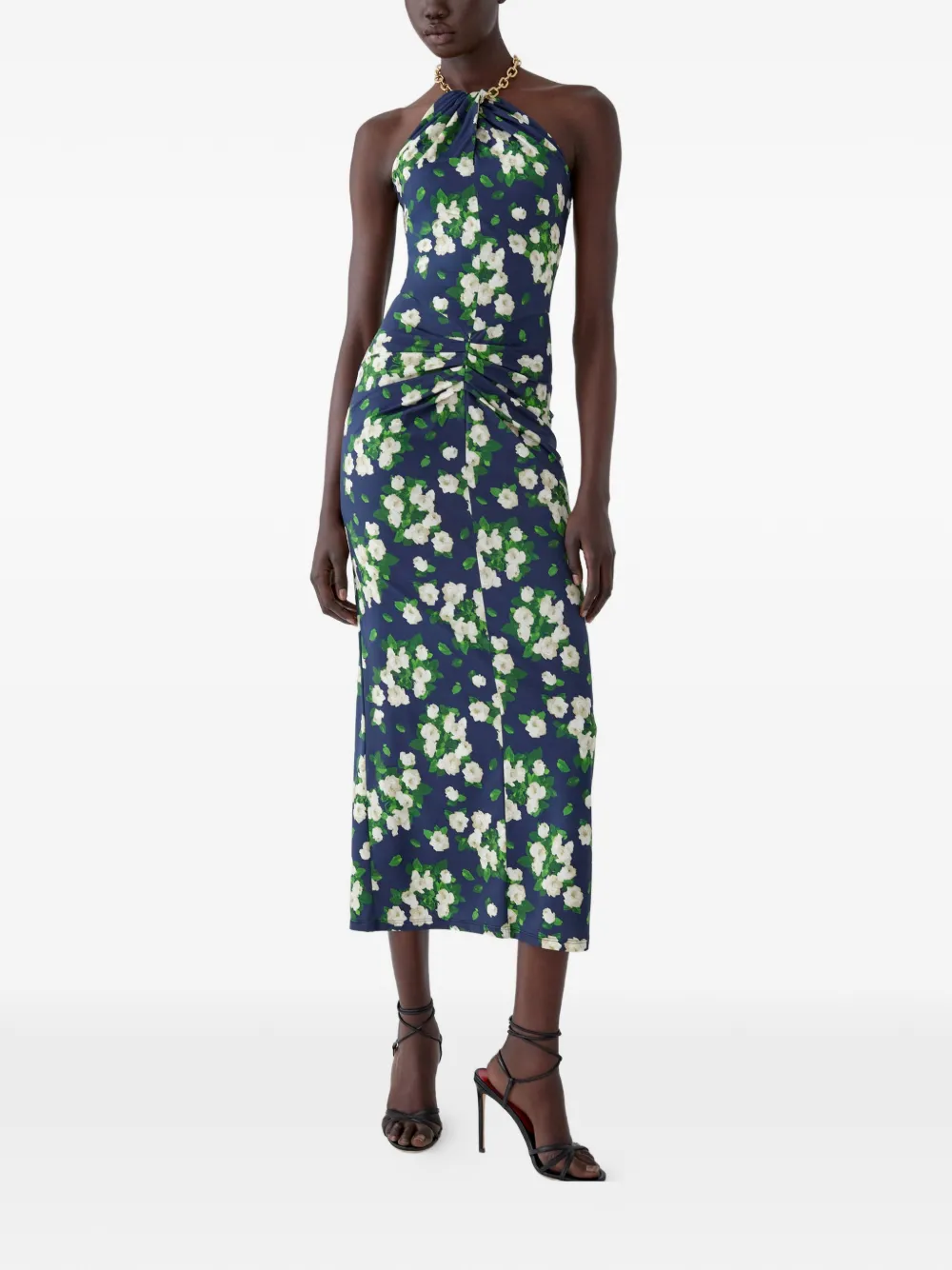 Carolina Herrera Jersey halterjurk met bloemenprint Blauw