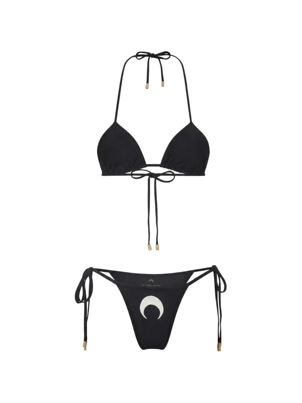 Marine Serre Triangel bikini met maanprint Zwart