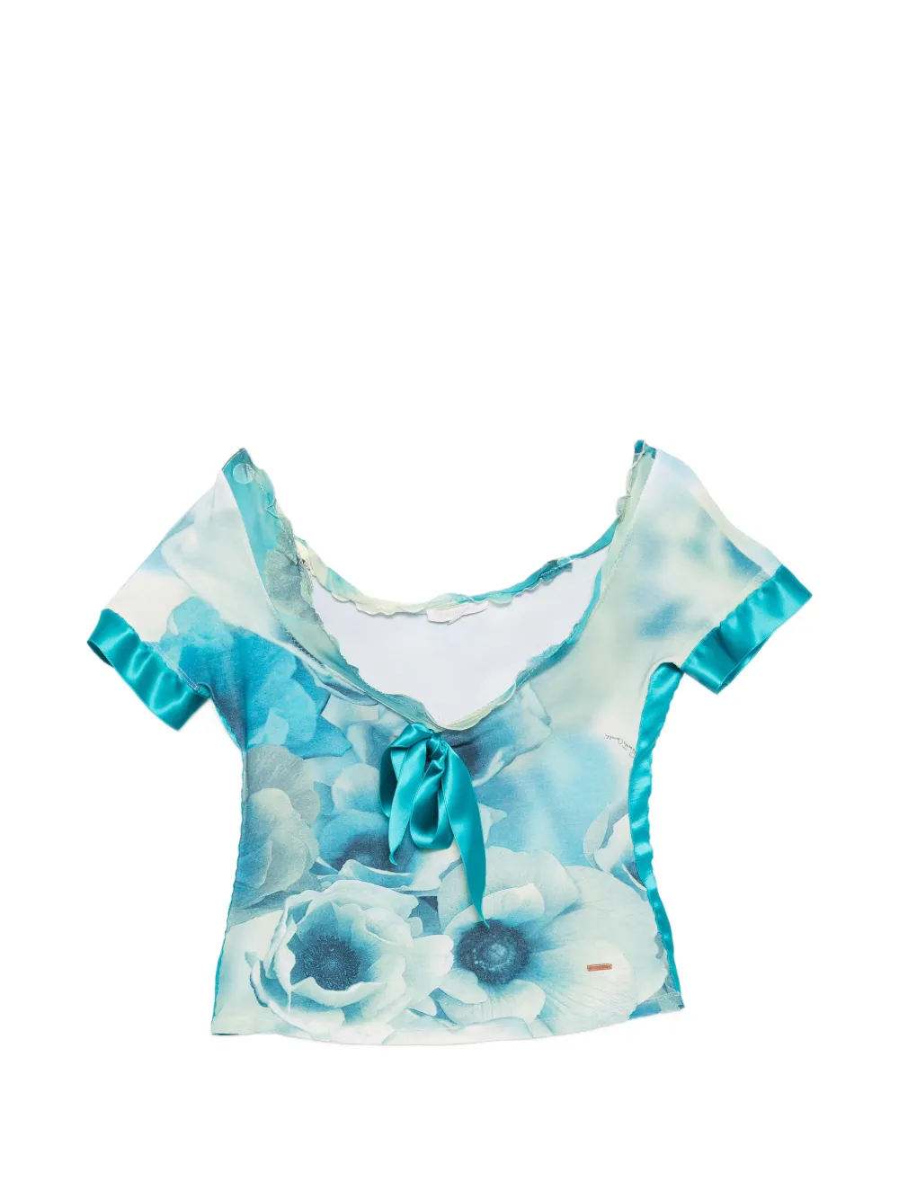 Roberto Cavalli Vintage 2000s floral-print bow-detail blouse - Toni neutri