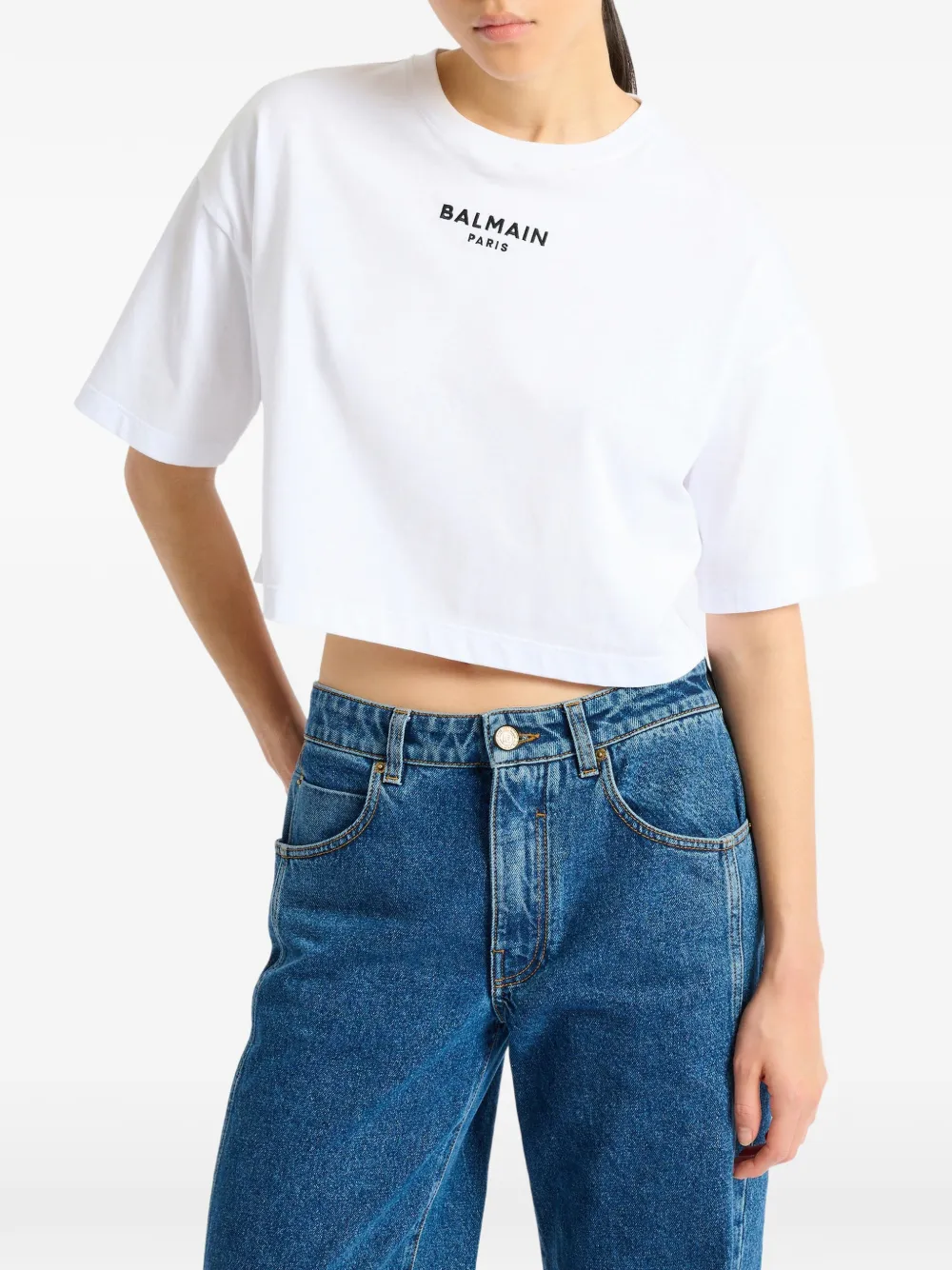 Balmain Paris T-shirt met borduurwerk Wit