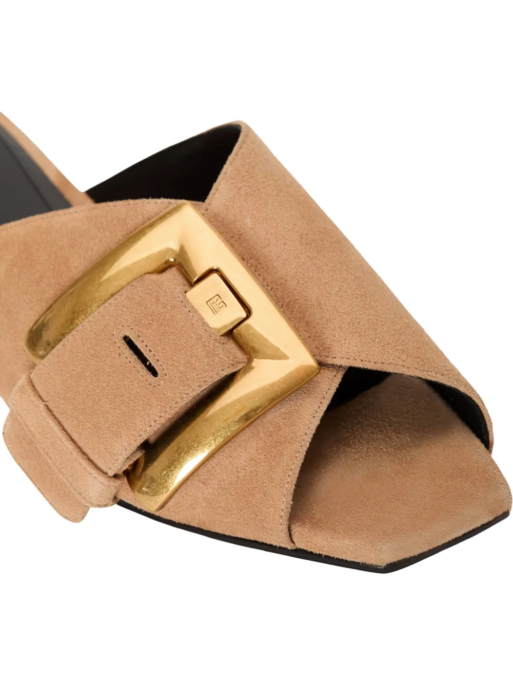 Balmain Platte suède leren Anthem muiltjes Beige