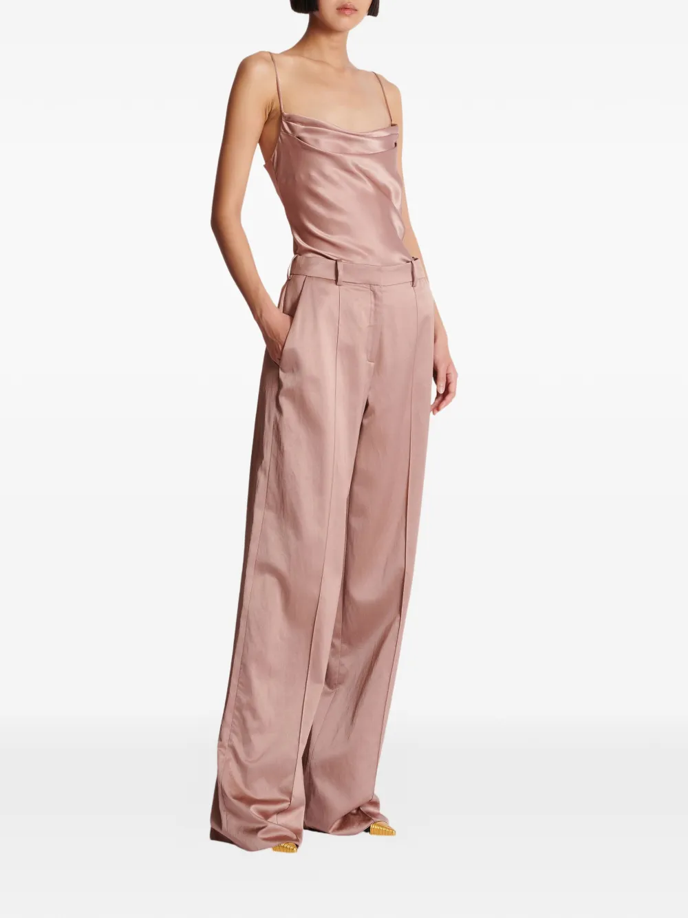 Balmain Satijnen straight pantalon Roze