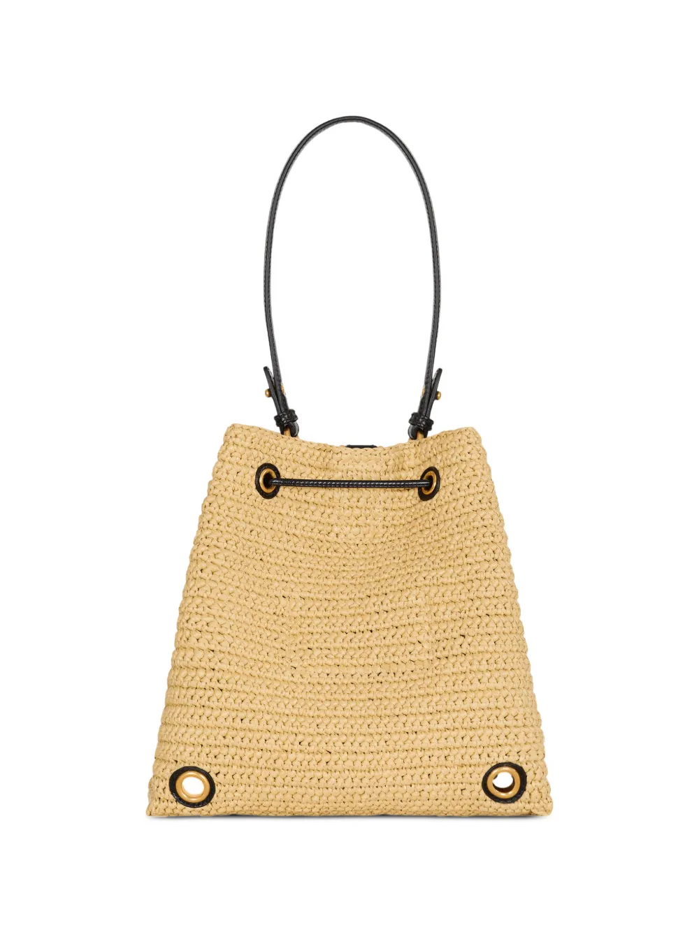 Balmain Pulse gehaakte en leren rugzak Beige
