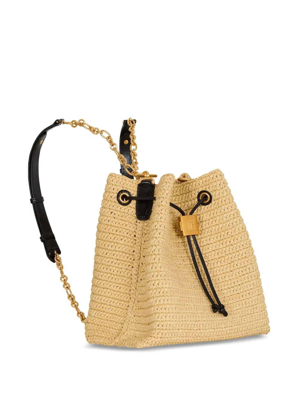 Balmain Pulse gehaakte en leren rugzak Beige