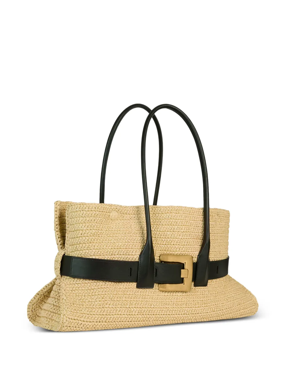 Balmain Grote Anthem gehaakte tas van glad leer Beige