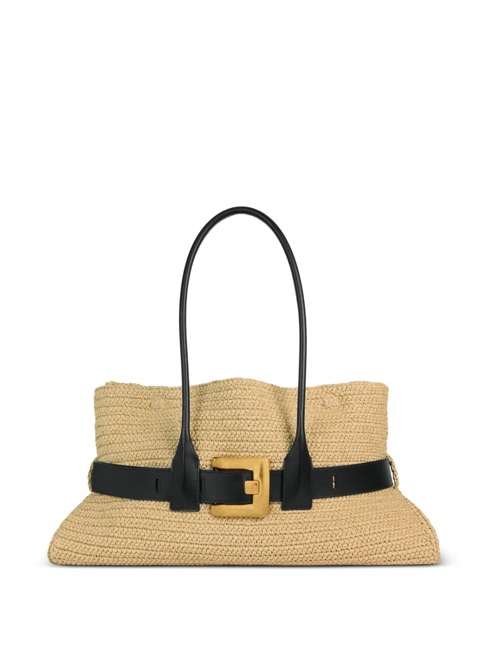 Balmain large Anthem bag in smooth leather and crochet - Toni neutri