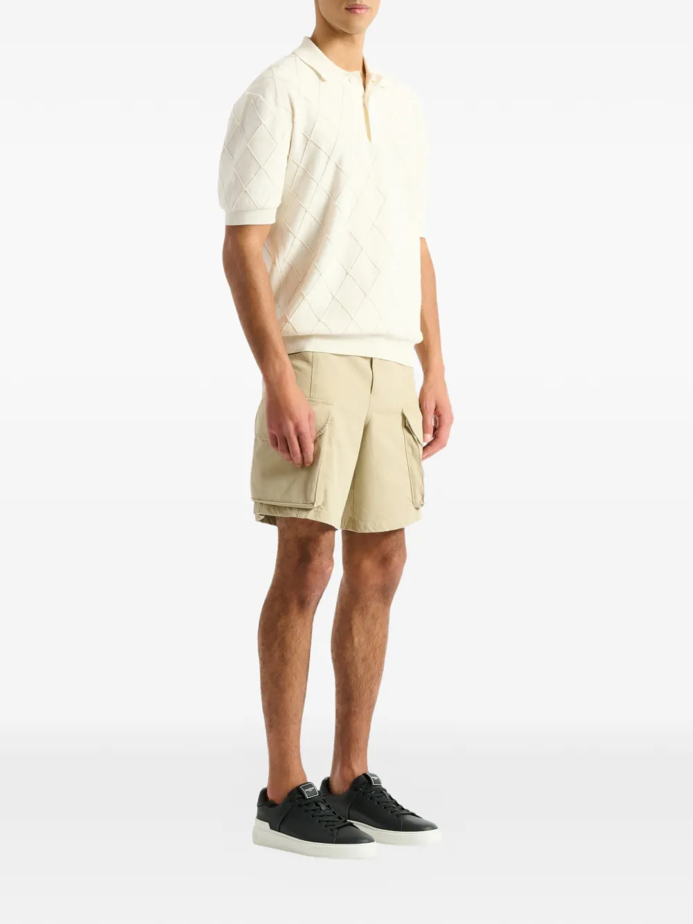 Balmain Gewatteerd poloshirt met geborduurd logo Beige