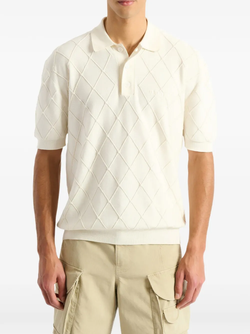 Balmain Gewatteerd poloshirt met geborduurd logo Beige