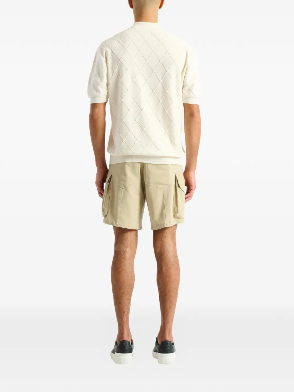 Balmain Gewatteerd poloshirt met geborduurd logo Beige