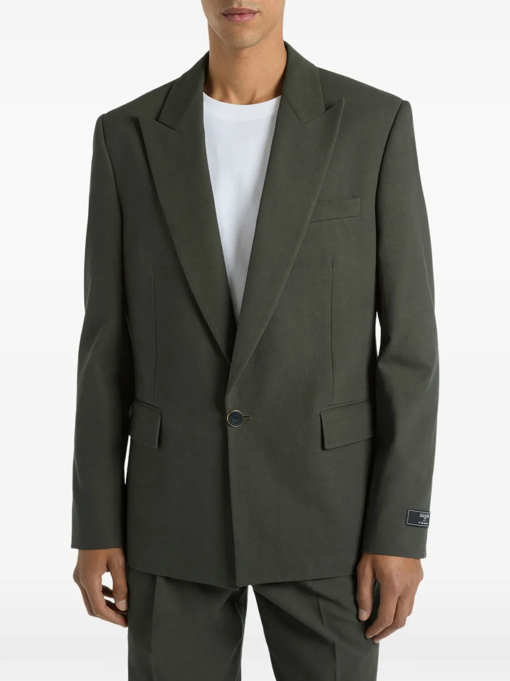 Balmain Katoenen twill blazer met enkele knoop Groen