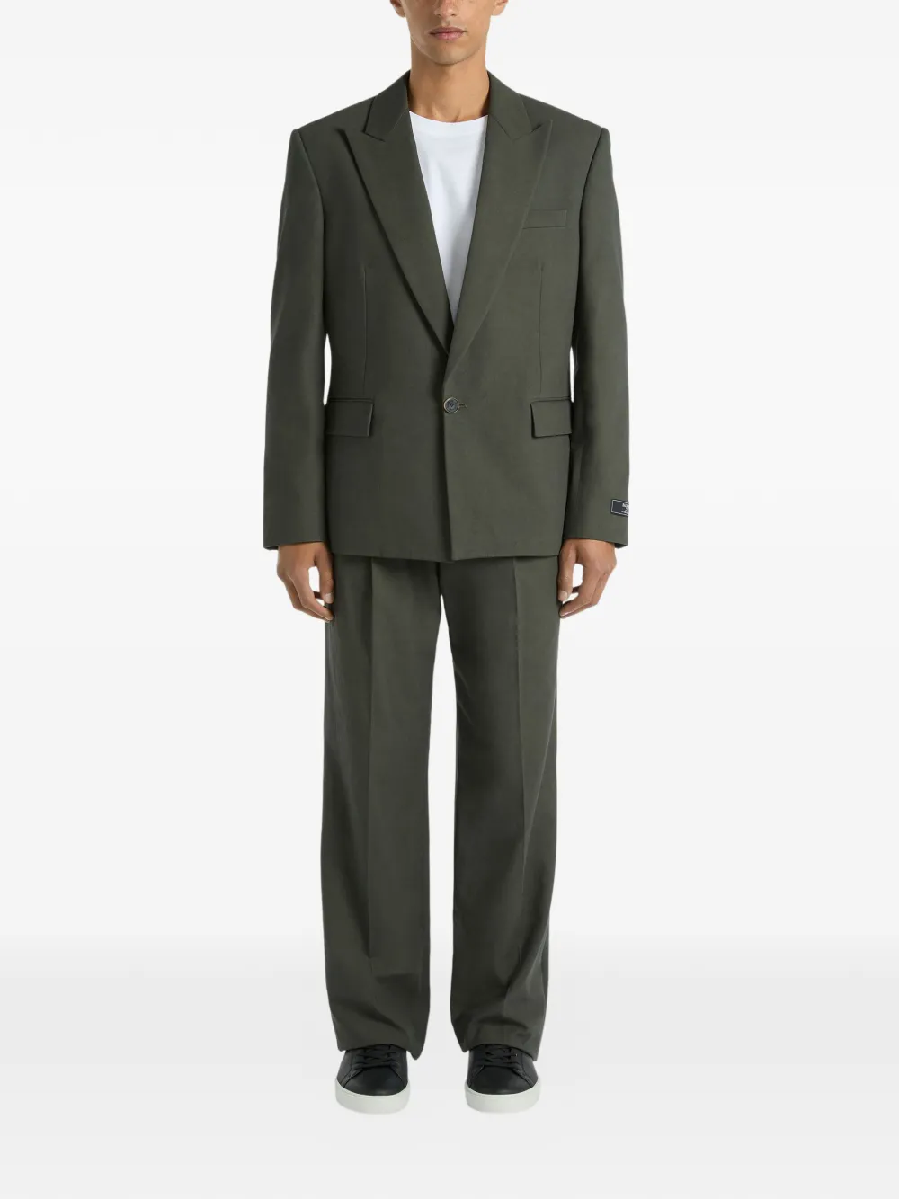 Balmain Katoenen twill blazer met enkele knoop Groen