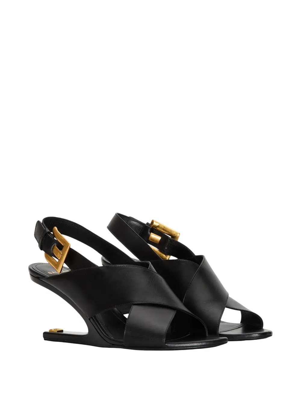 Balmain Anthem gladde leren sandalen Zwart