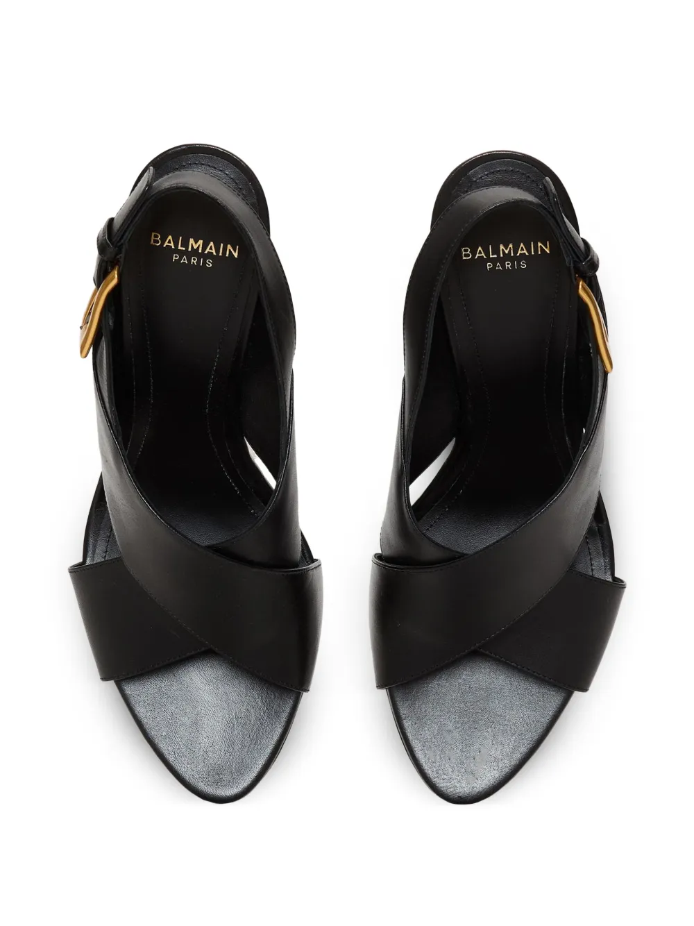 Balmain Anthem gladde leren sandalen Zwart