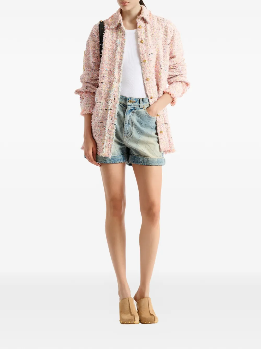 Balmain Tweed shirtjack Roze