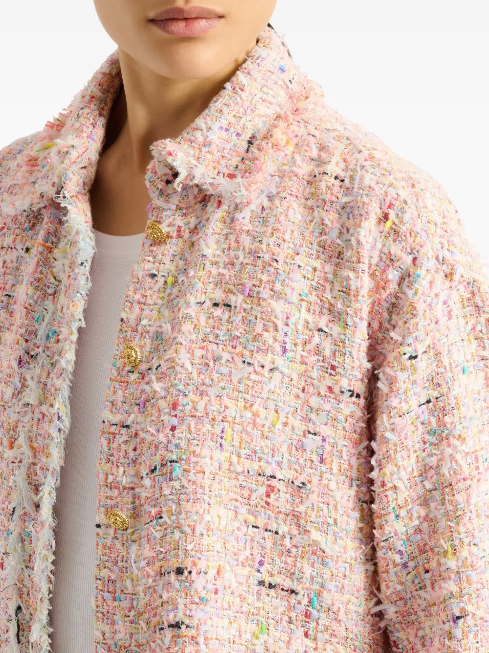 Balmain Tweed shirtjack Roze