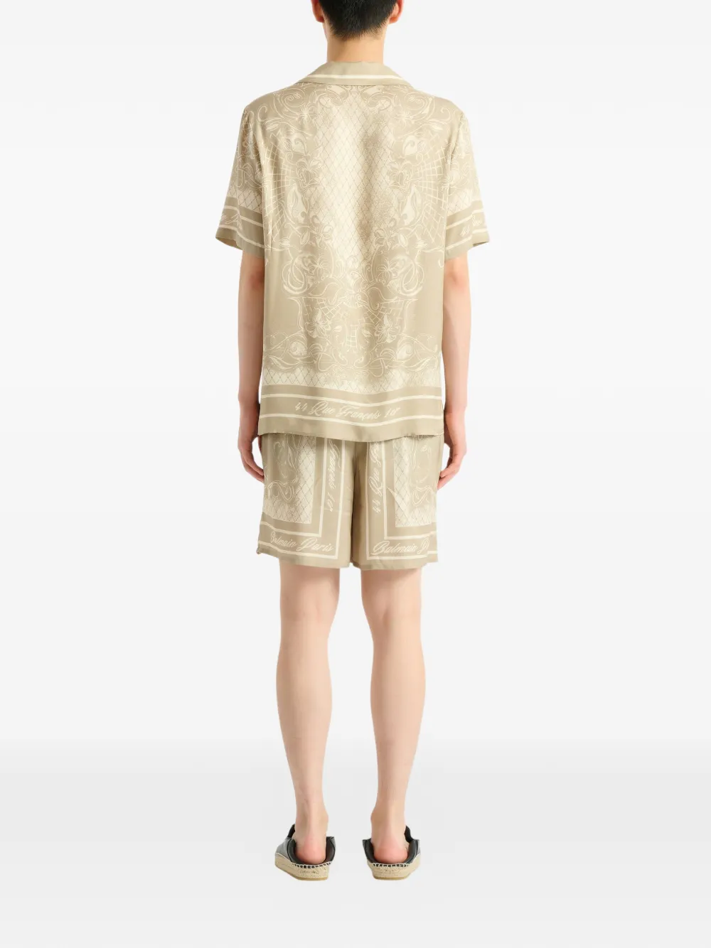 Balmain Foulard pyjamashirt met print Beige
