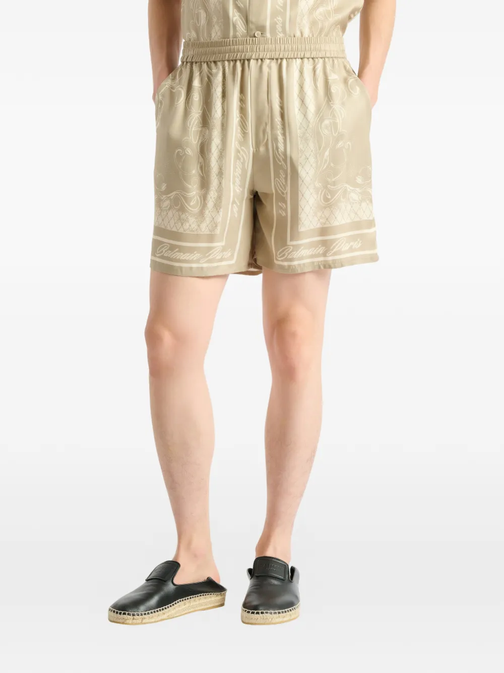 Balmain Foulard pyjamabroek met print Beige