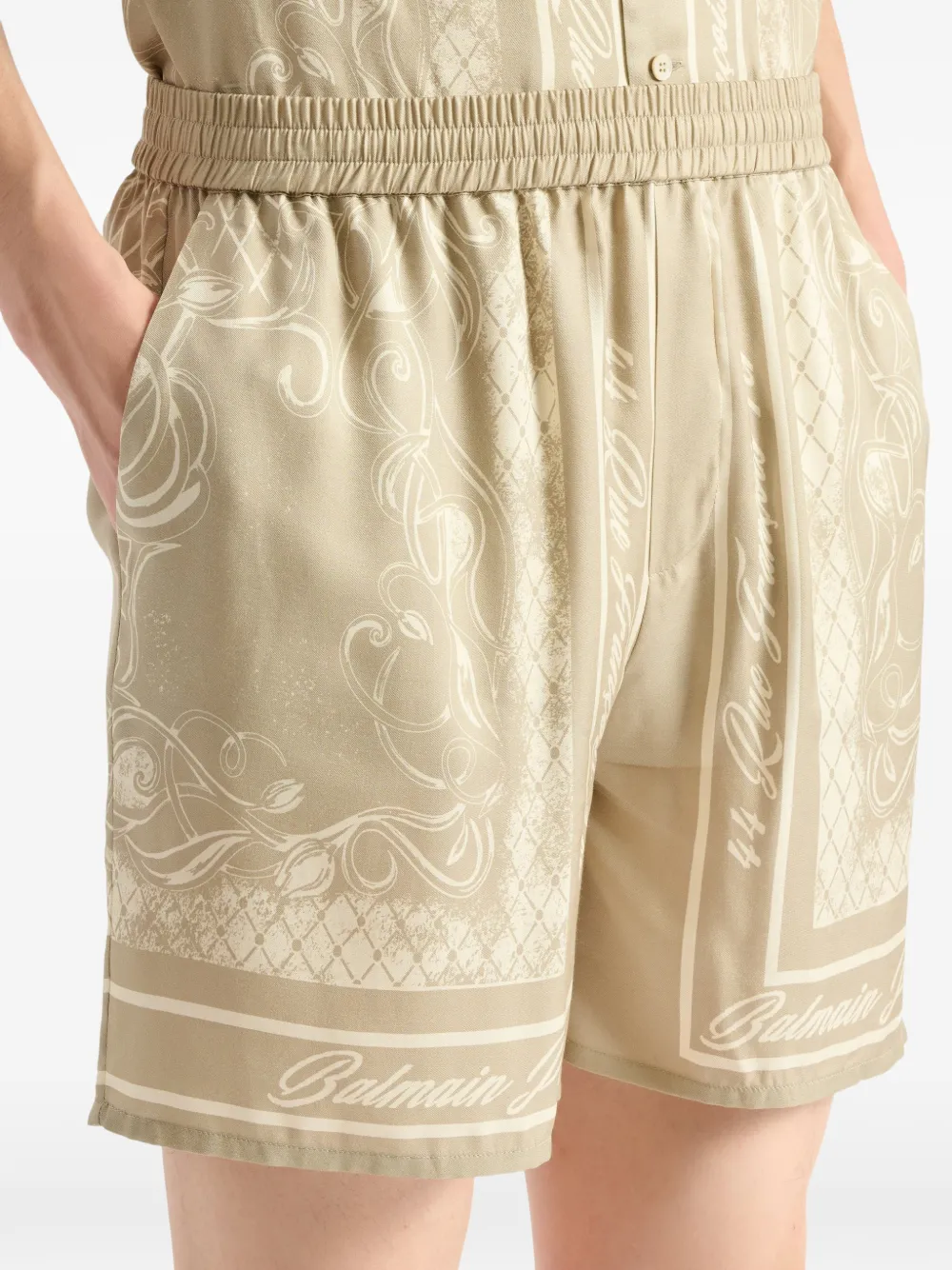 Balmain Foulard pyjamabroek met print Beige