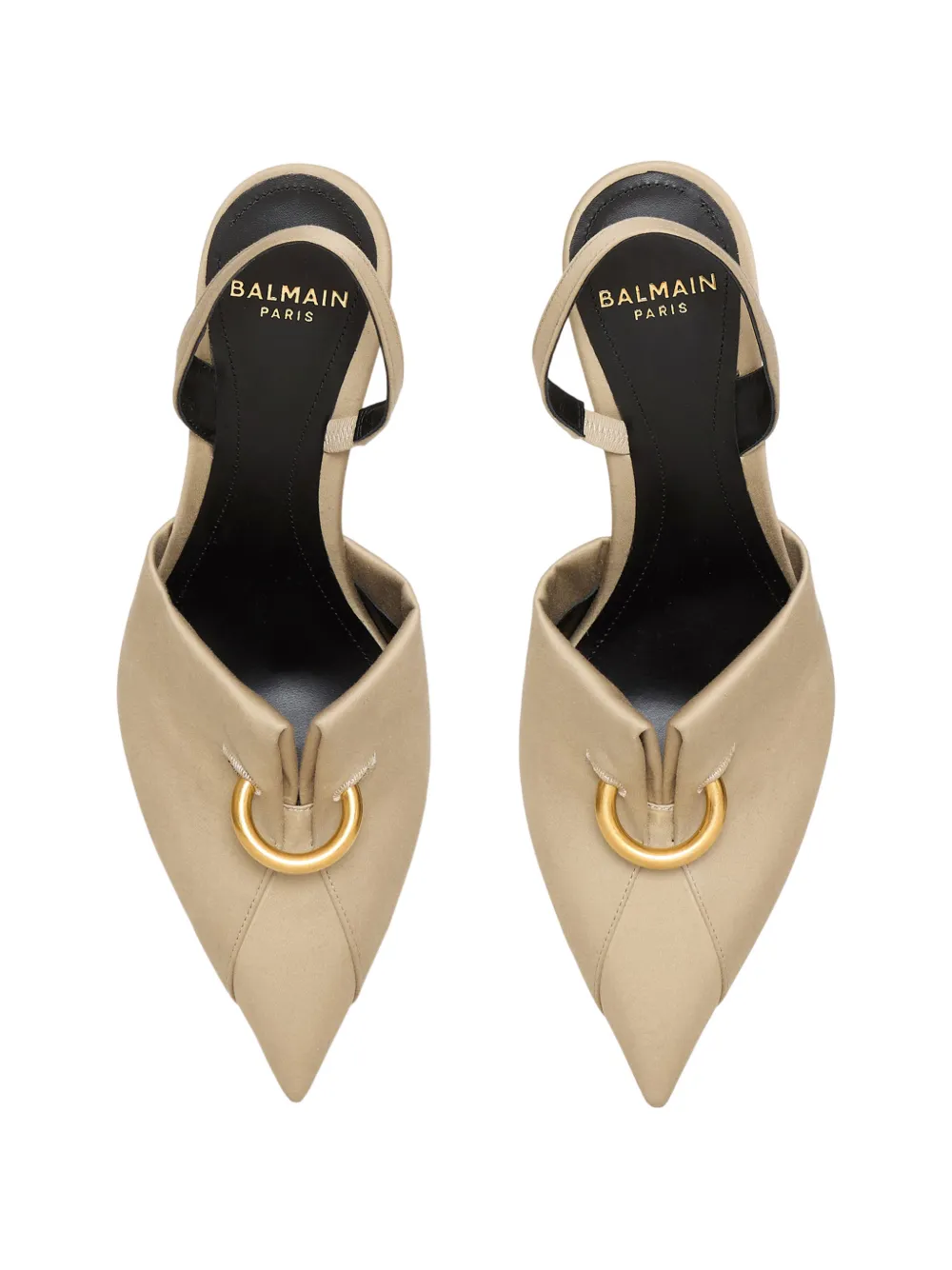 Balmain Katoenen gabardine slingbacks met piercing Beige