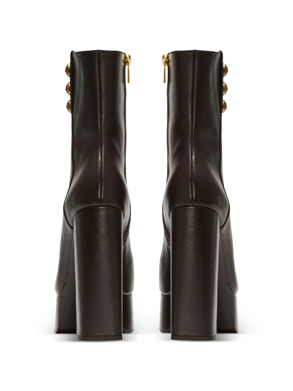Balmain Brune kalfsleren enkellaarzen Bruin