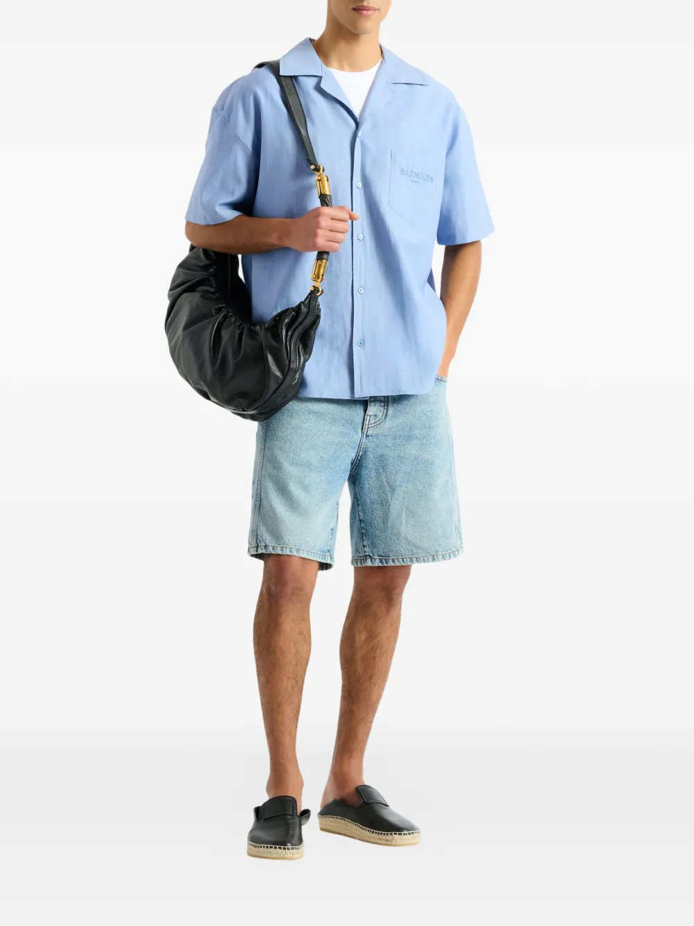Balmain Vintage popeline overhemd van visgraat-patroon Blauw