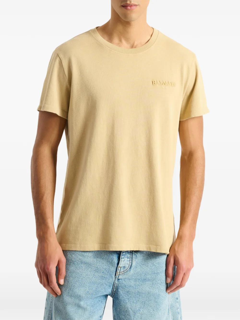 Balmain Geborduurd Vintage T-shirt Beige