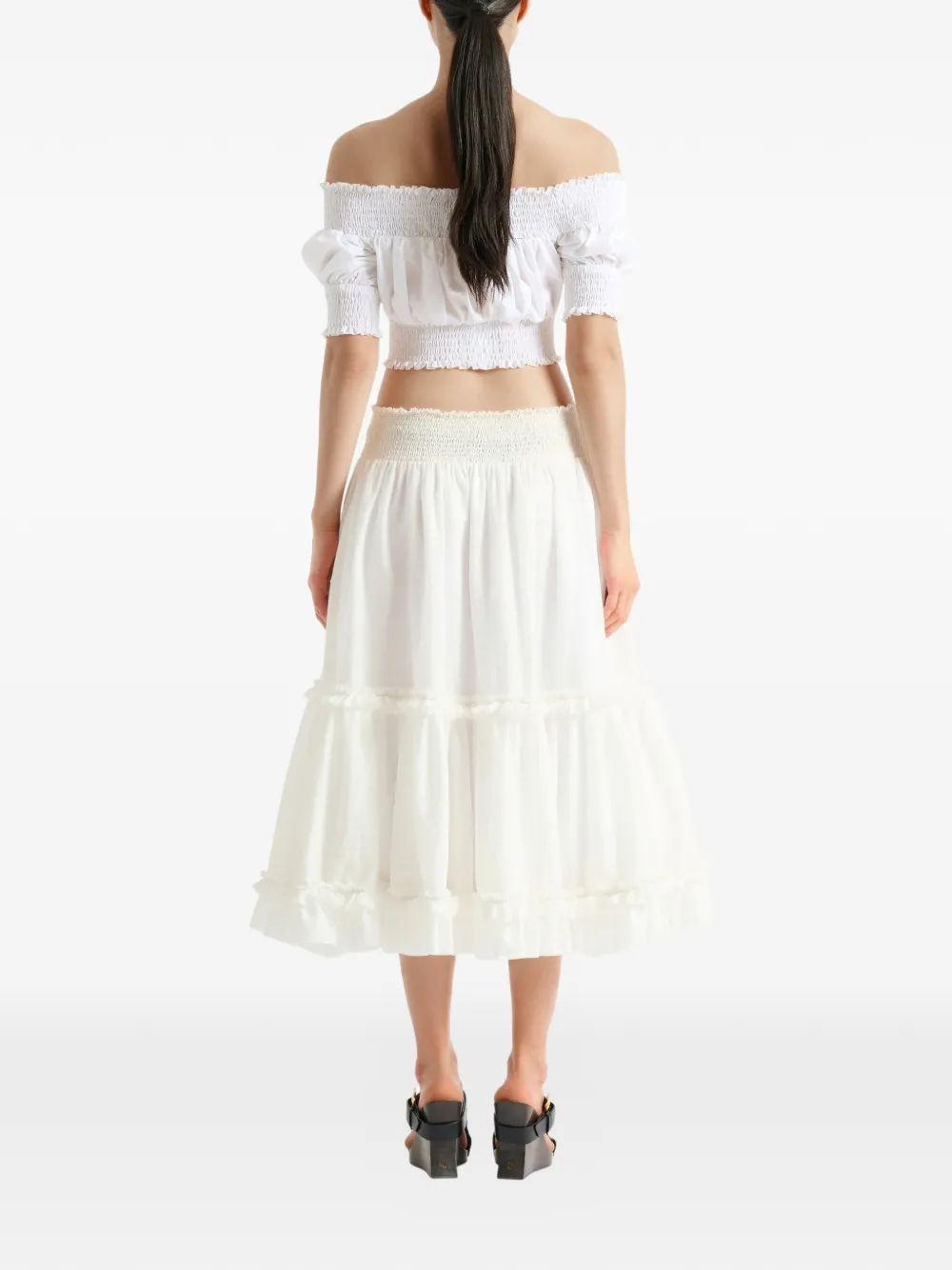 Balmain Gesmockte maxi-rok Wit