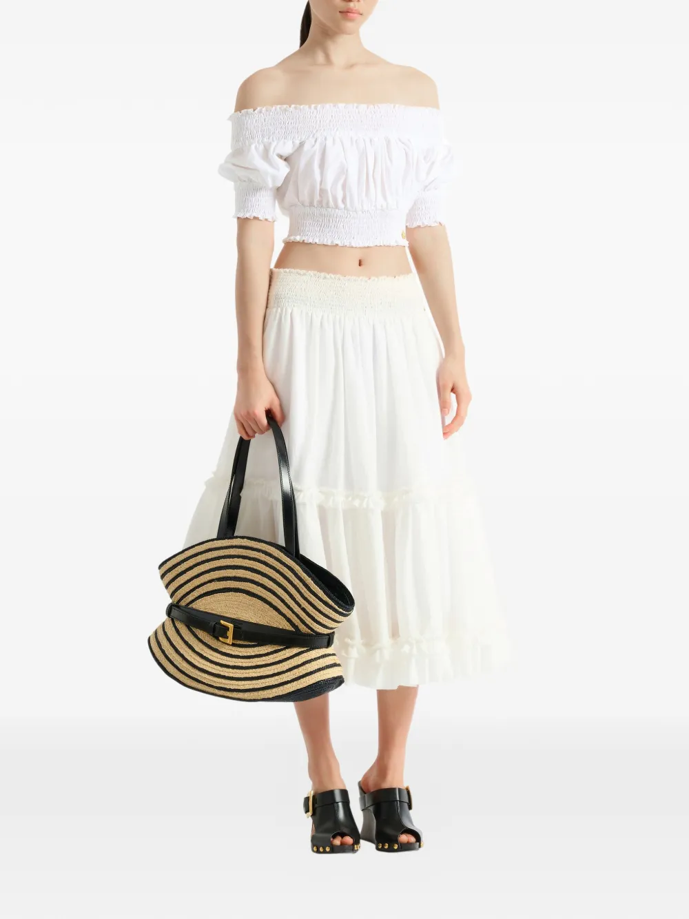 Balmain Gesmockte maxi-rok Wit