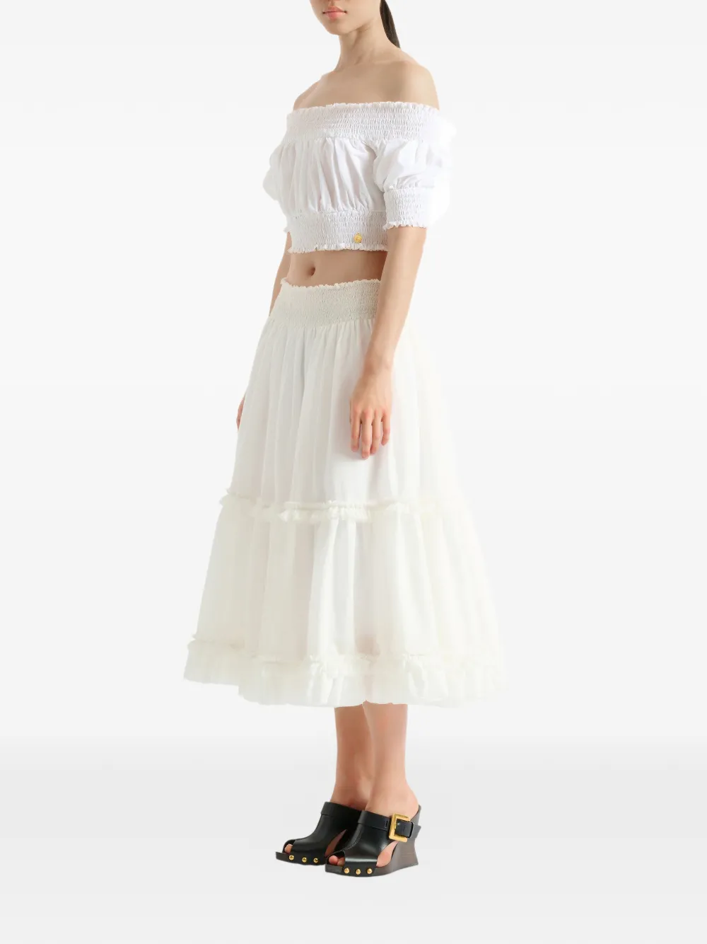 Balmain Gesmockte maxi-rok Wit