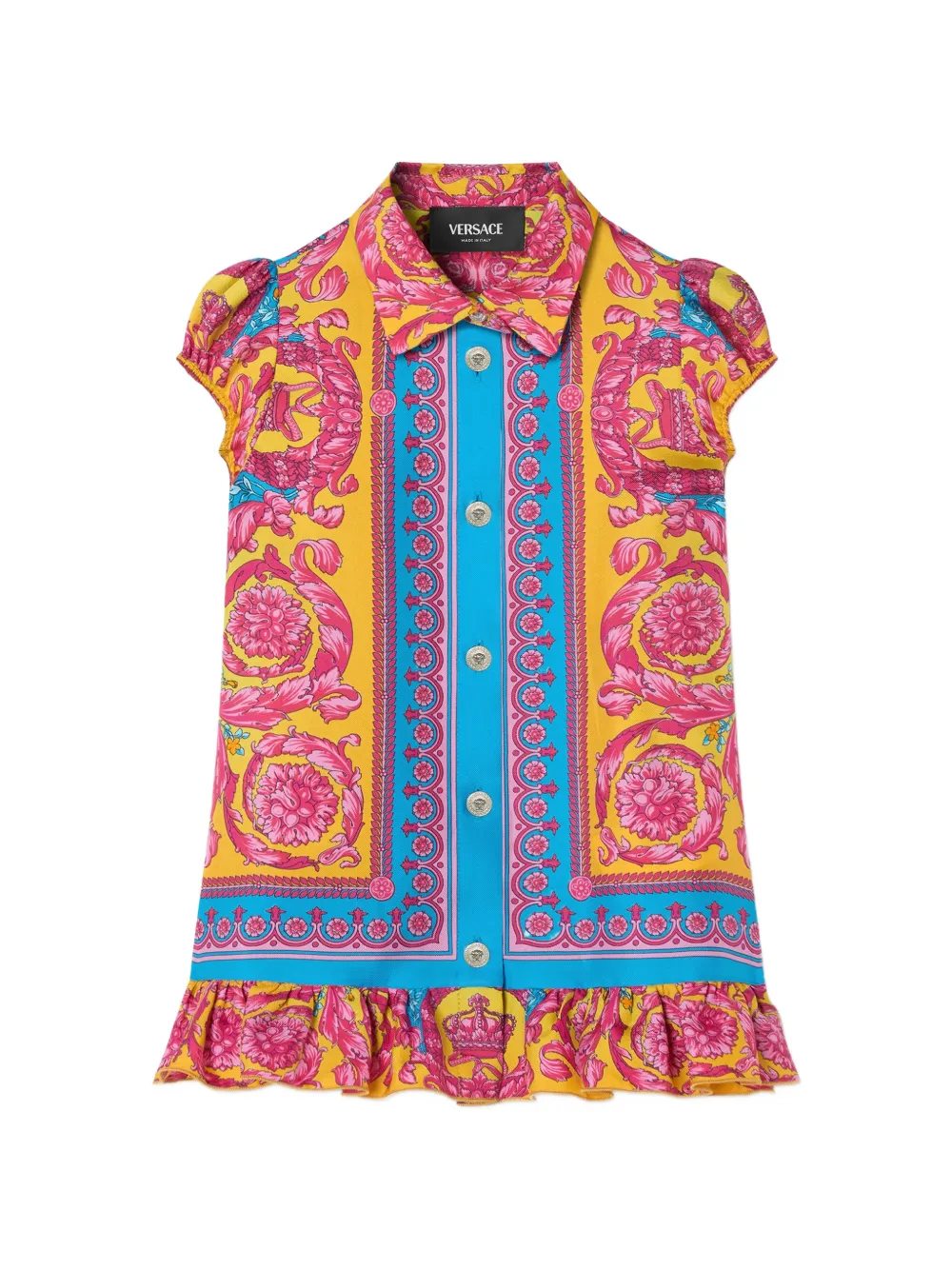 Versace Kids kids printed silk twill dress - Yellow