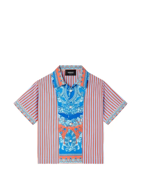 Versace Kids printed striped cotton-poplin shirt