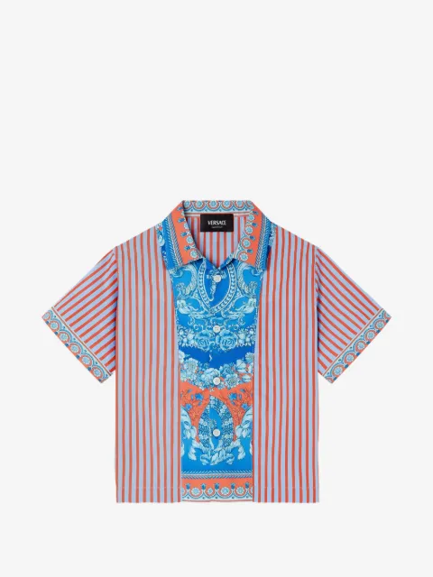 Versace Kids Electric Barocco striped shirt
