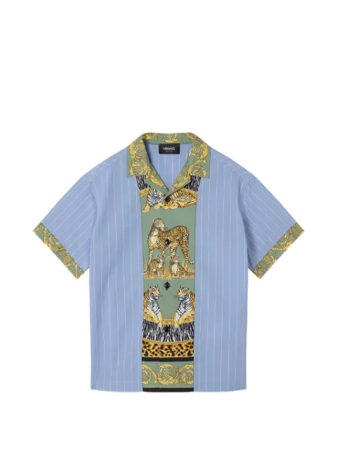 Versace Kids Barocco-print striped shirt