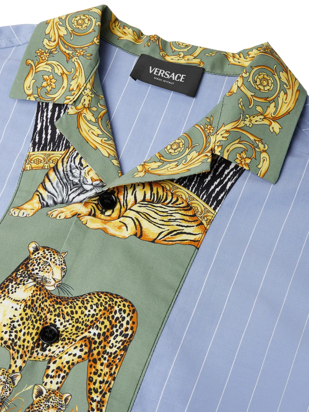 Versace Kids Katoenen popeline shirt met print Blauw