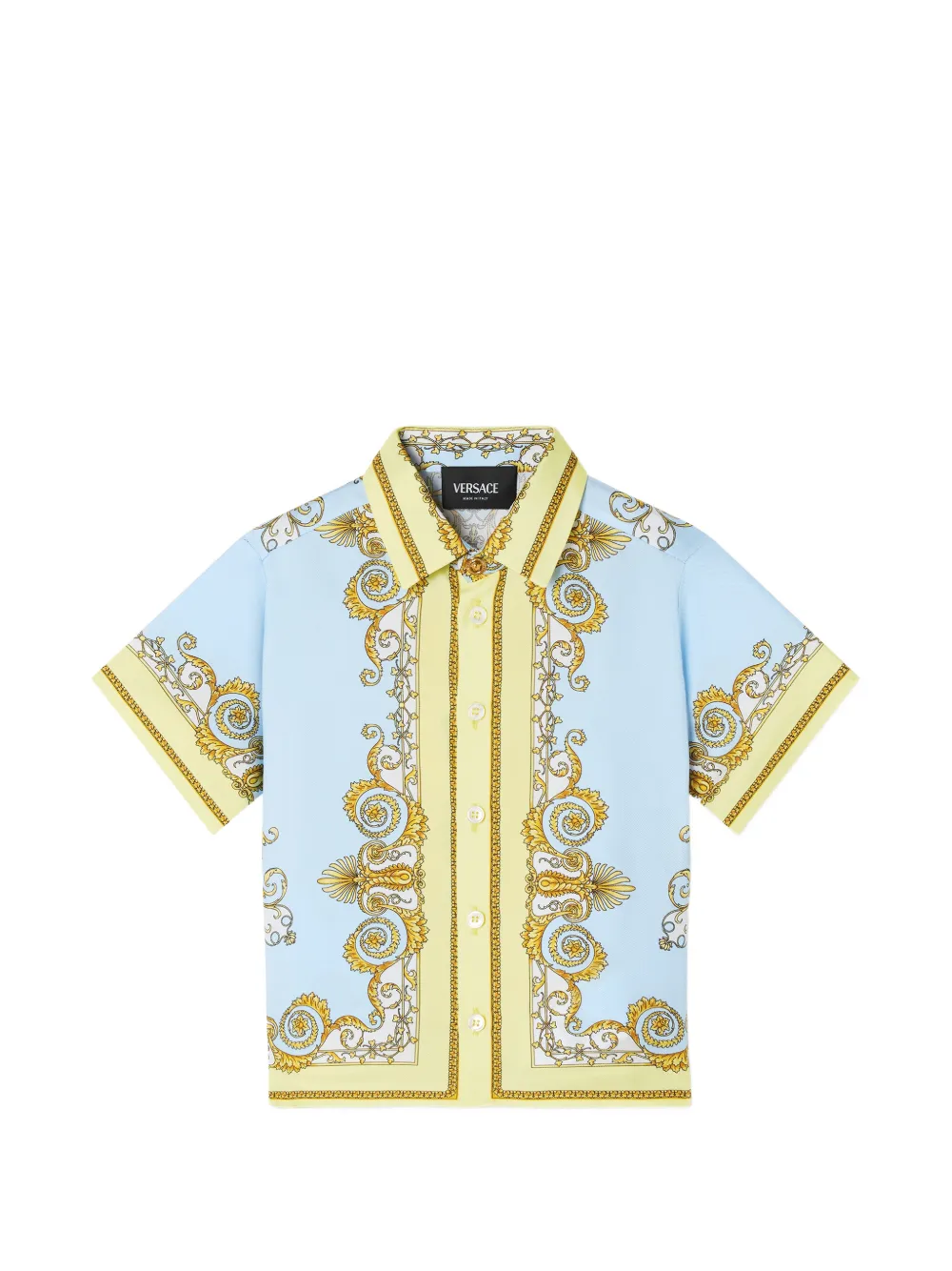 Versace Kids kids printed silk twill shirt - Blau