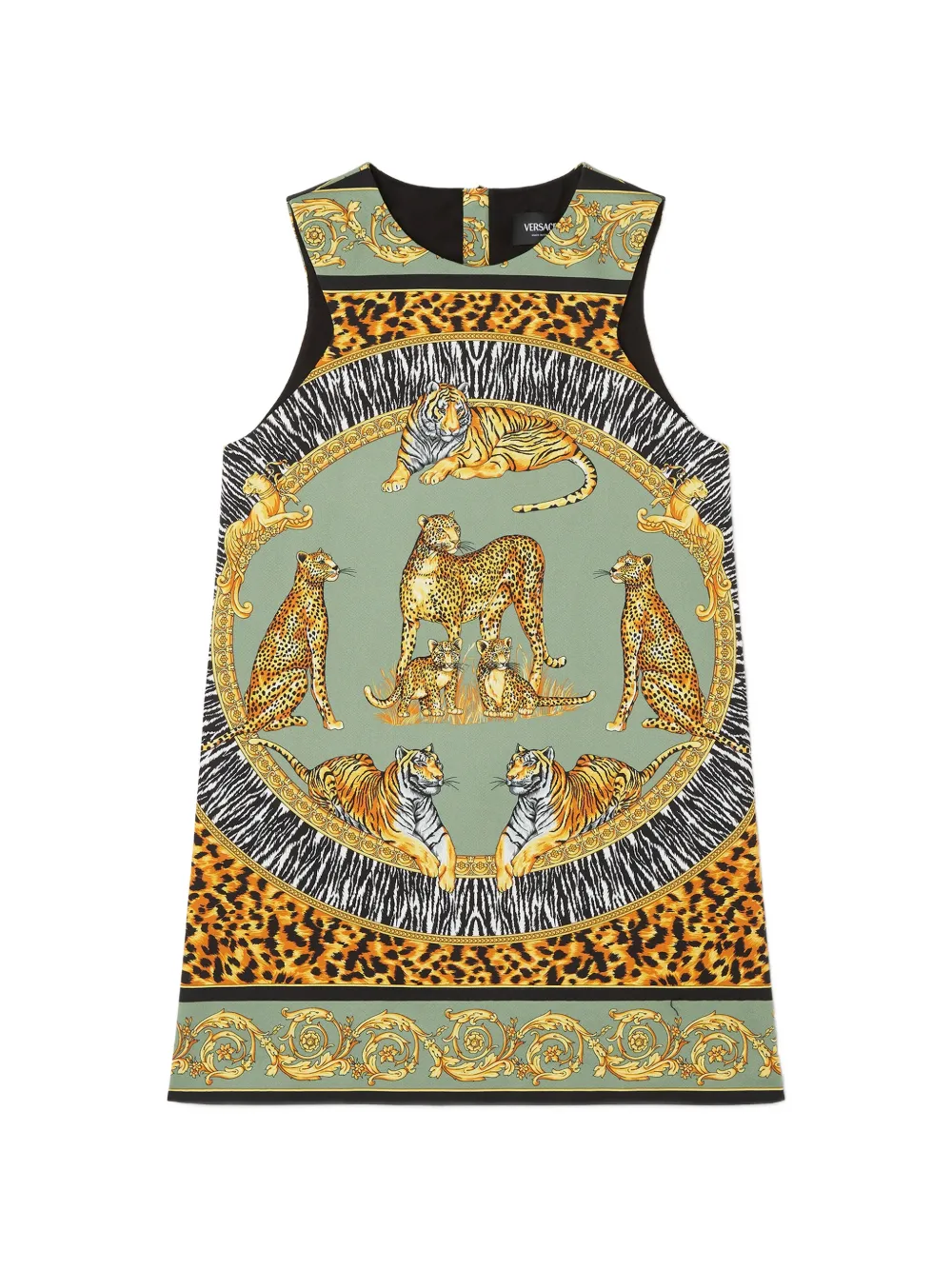 Versace Kids printed cotton-gabardine dress - Verde