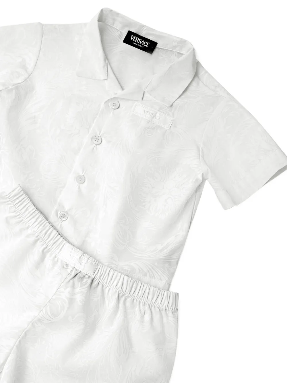 Versace Kids Katoenen popeline shirt set met jacquard Wit