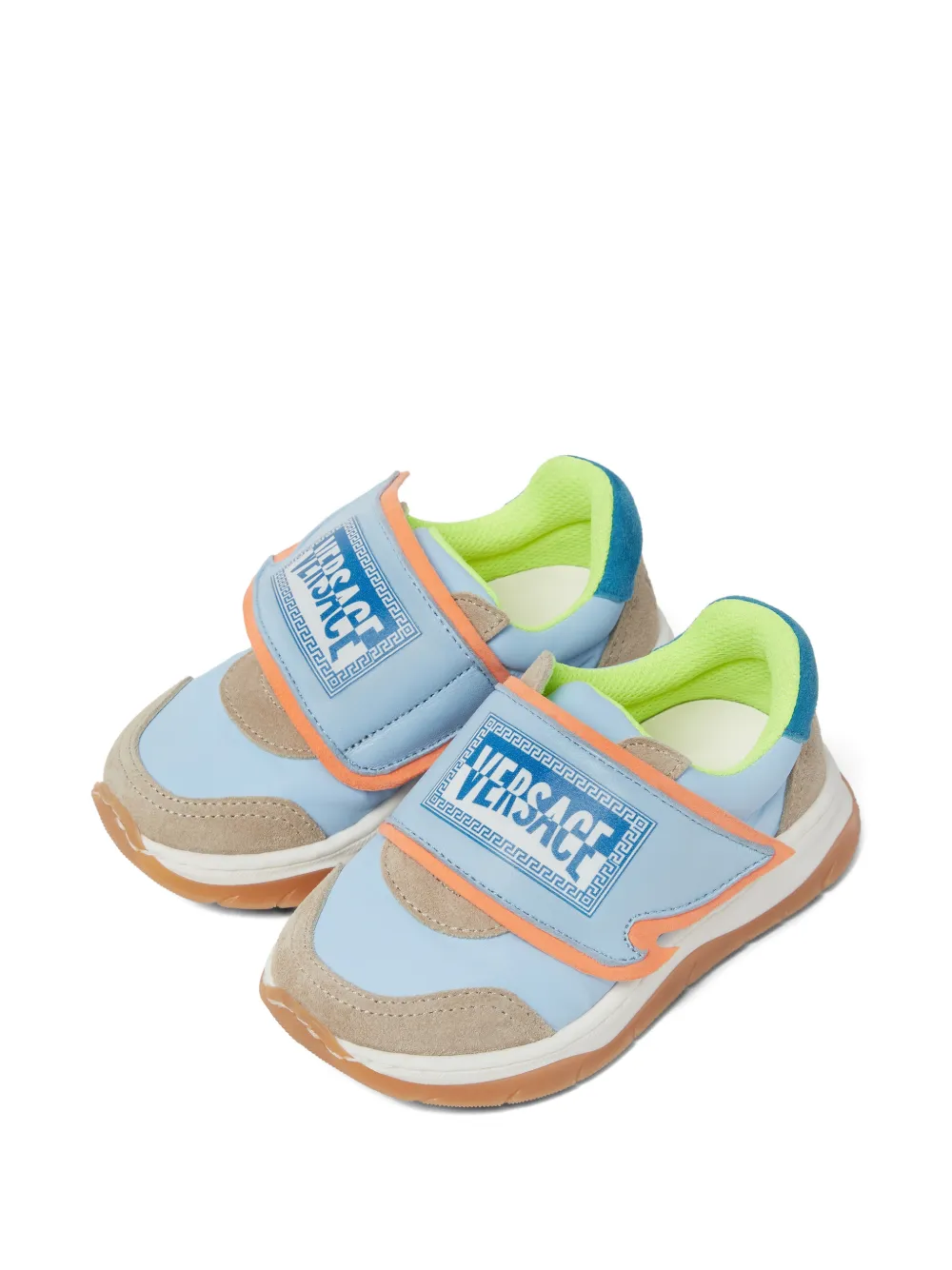Versace Kids Greca-print touch-strap sneakers - Blu