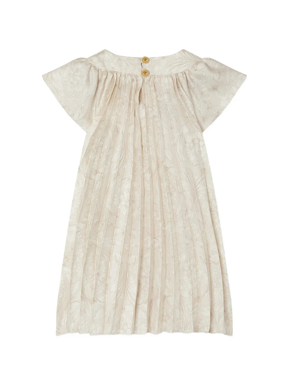 Versace Kids Twill geplooide jurk met print Beige