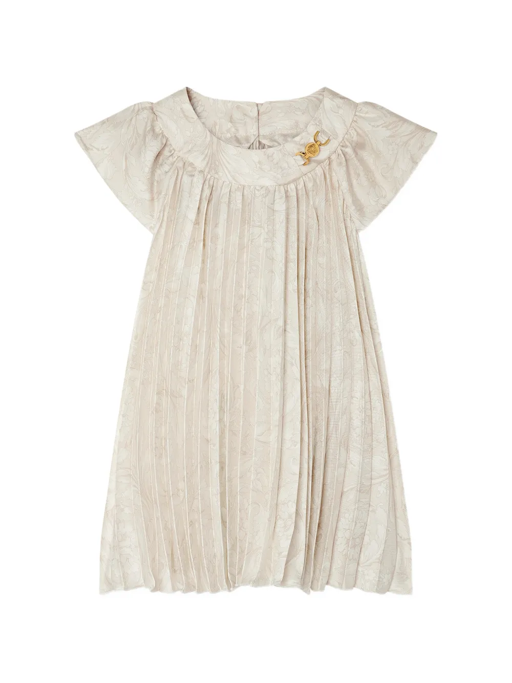 Versace Kids printed twill pleated dress - Toni neutri