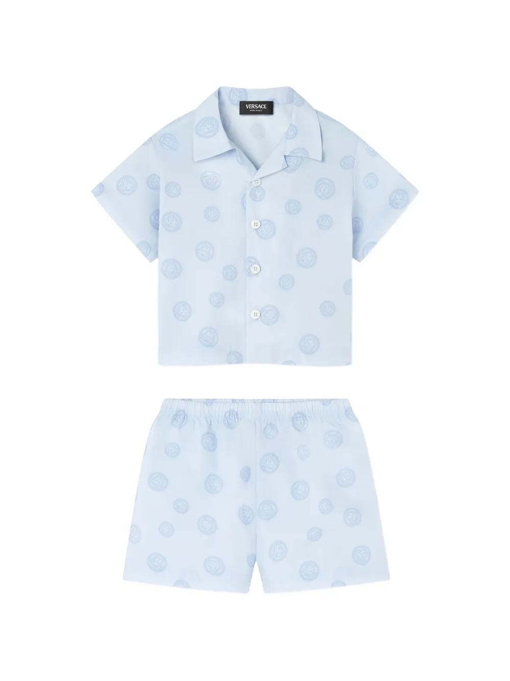 Versace Kids baby printed cotton-poplin shirt set - Blue