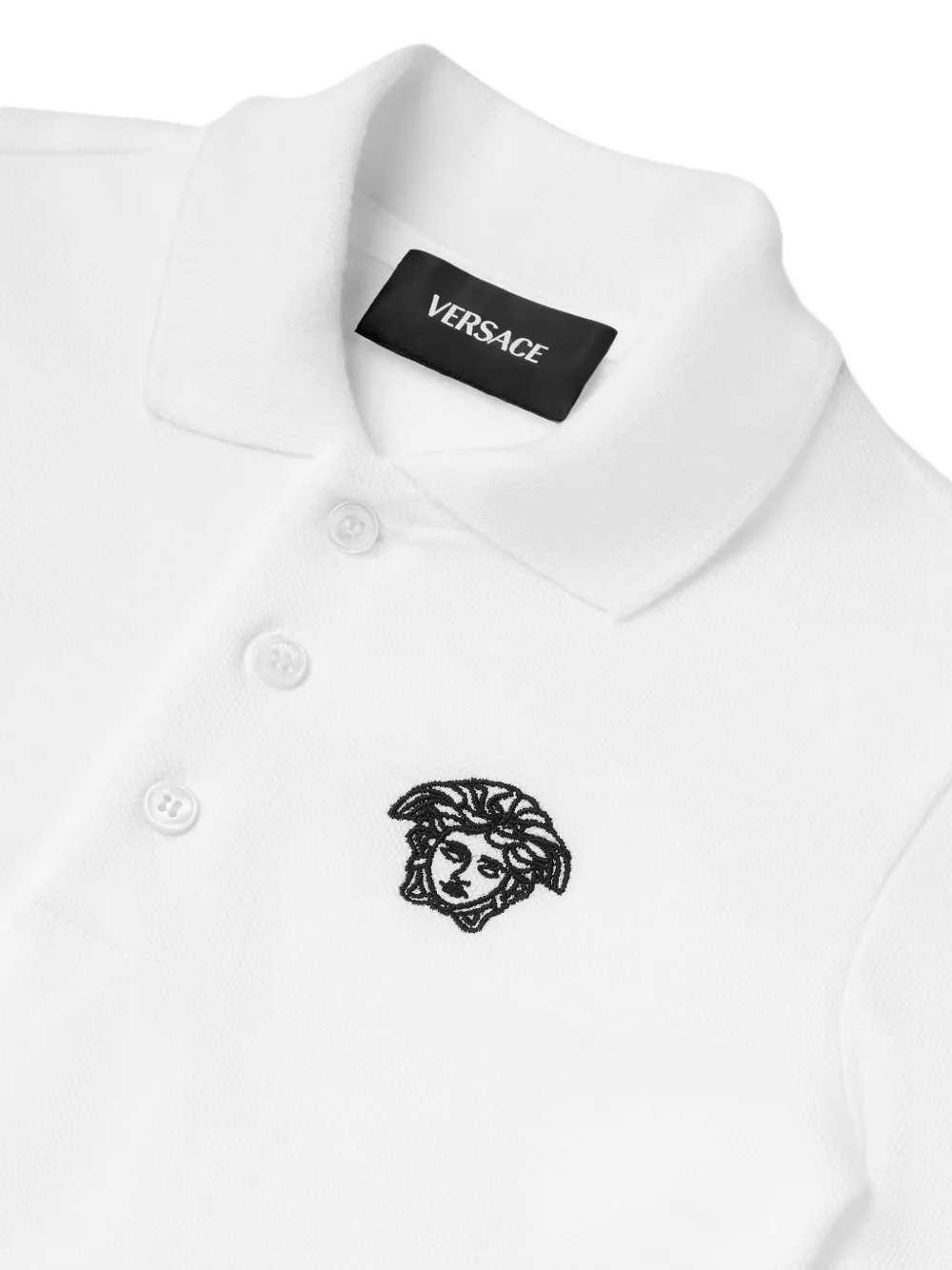 Versace Kids Katoenen piqué poloshirt met borduurwerk Wit