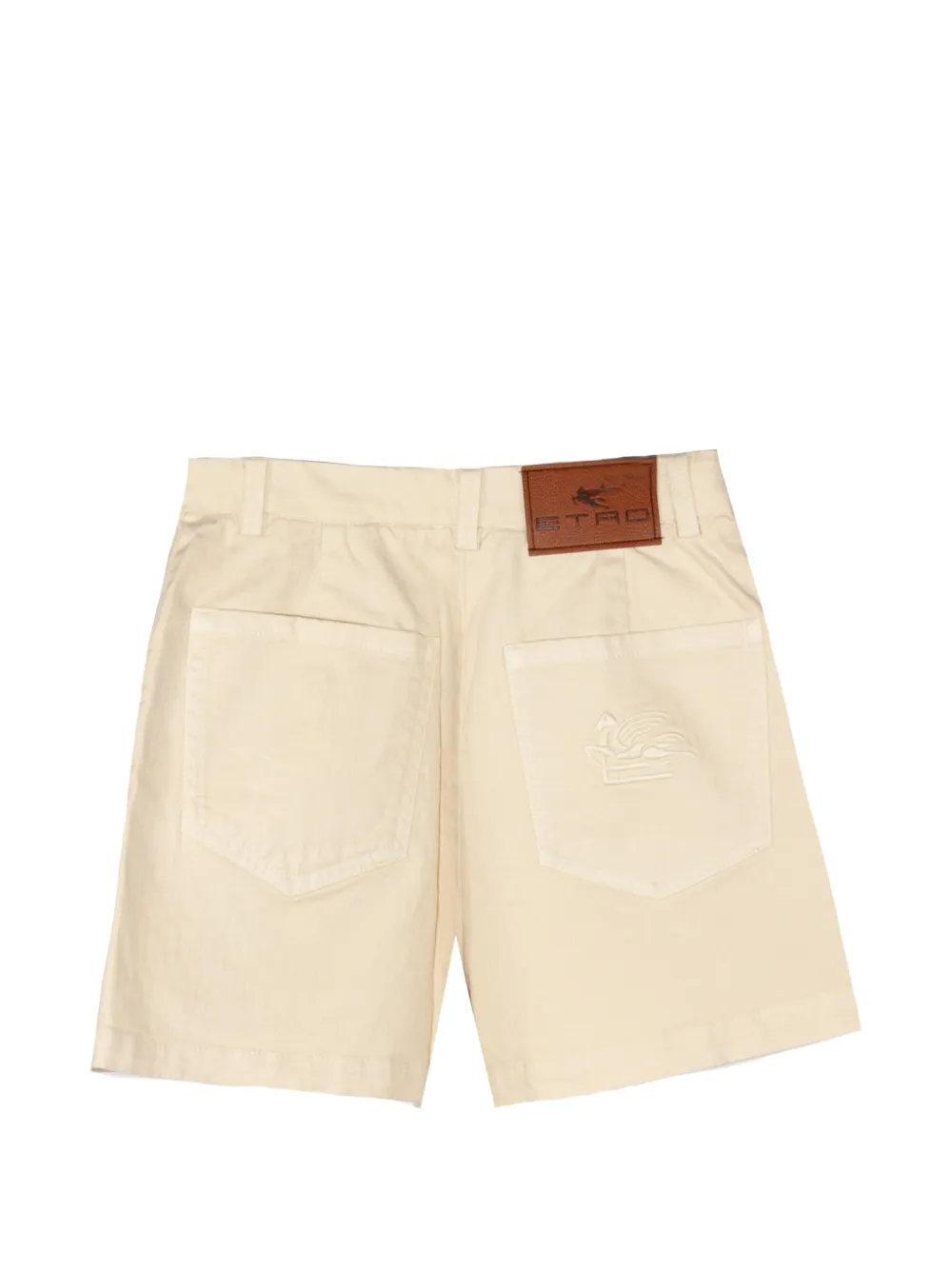 ETRO KIDS Geweven shorts met visgraat-patroon en Pegasus-borduurwerk Beige